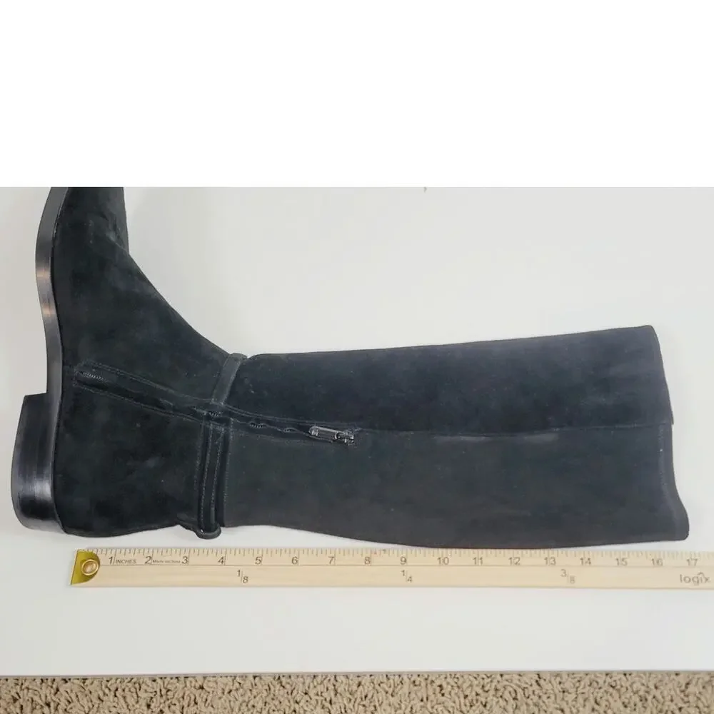 SAM EDELMAN CLIVE KNEE HIGH RIDING BOOTS IN BLACK SUEDE, SZ 10.5